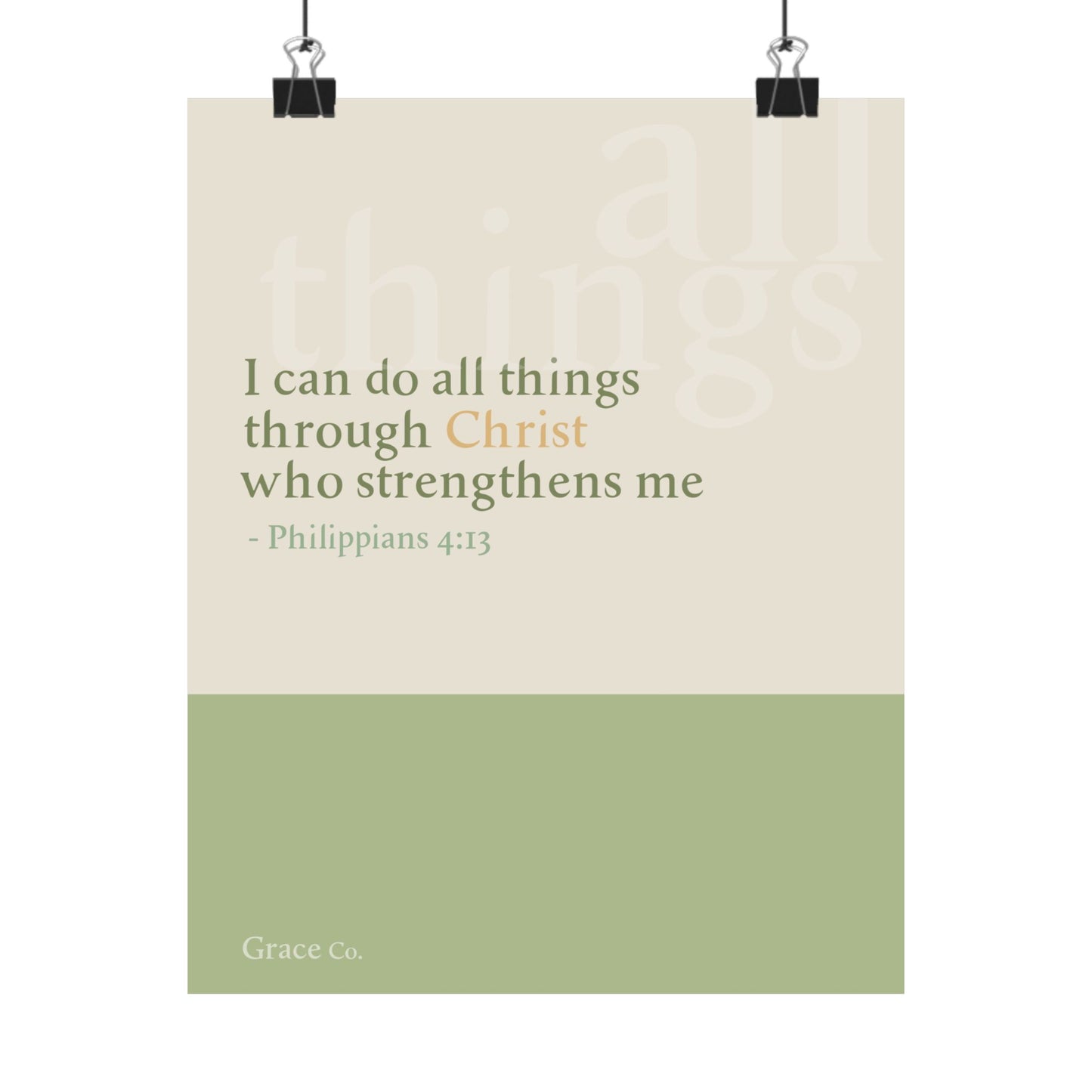 "I Can Do All Things Through Christ" Inspirational Christian Matte Vertical Posters, Motivational Wall Art, Bible Verse Decor, Home Office Decor, Uplifting Gift for Faith