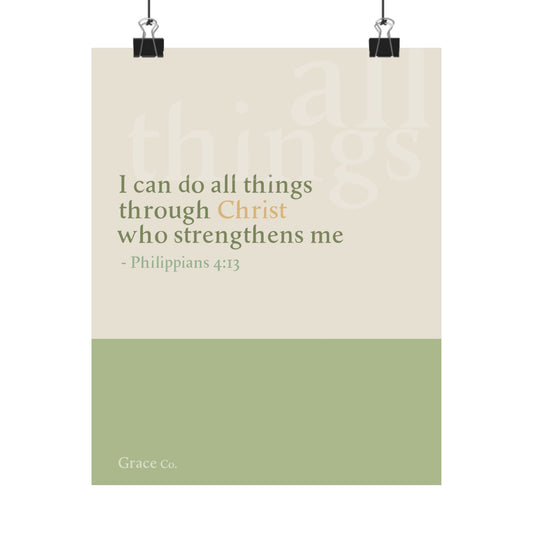"I Can Do All Things Through Christ"  Inspirational Christian Matte Vertical Posters, Motivational Wall Art, Bible Verse Decor, Home Office Decor, Uplifting Gift for Faith