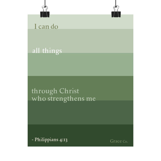 "I Can Do All Things Through Christ" Inspirational Matte Vertical Poster Set, Motivational Wall Art, Christian Decor, Home Office Inspiration, Bible Quote Art