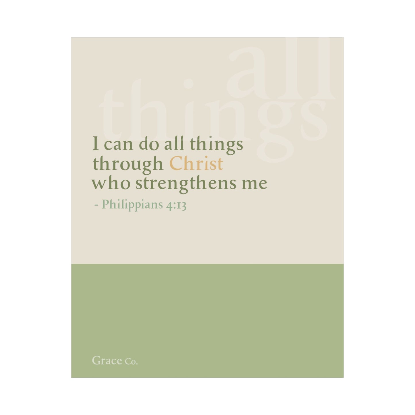 "I Can Do All Things Through Christ"  Inspirational Christian Matte Vertical Posters, Motivational Wall Art, Bible Verse Decor, Home Office Decor, Uplifting Gift for Faith